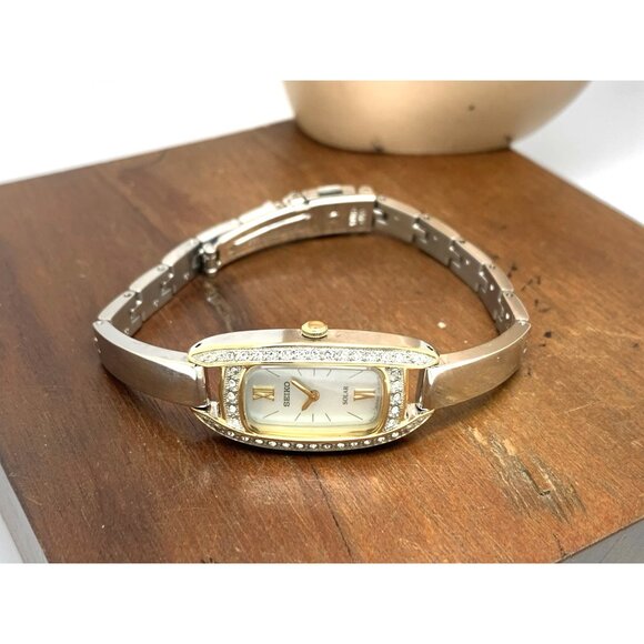 Seiko Women's Watch SUP388 Solar Mother of Pearl Dial Two Tone Stainless Steel - Picture 8 of 14